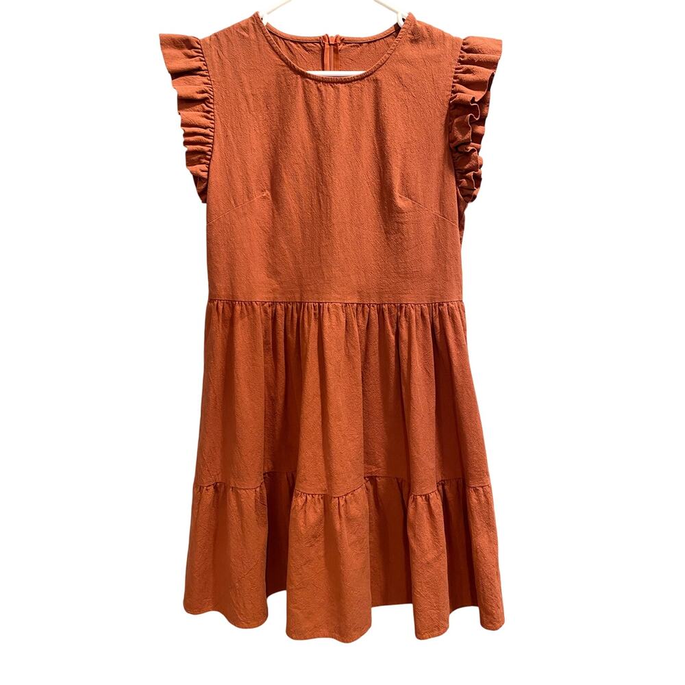 Ruffled Burnt Orange Sleeveless Dress by Shein Size S-M